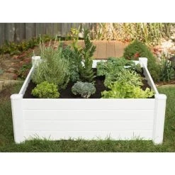 Vigoro 4 ft. x 4 ft. x 15 in. White Vinyl Raised Garden Bed -Vigoro sales Store white vigoro raised planter boxes 26001v 4f 1000