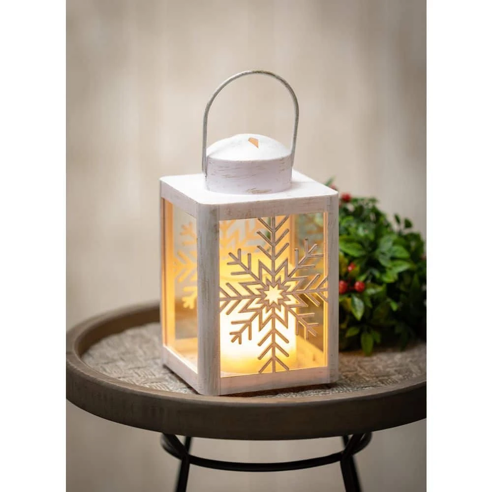 SULLIVANS 8.75 in. Snowflake Lantern with LED Pillar Candle 5 SULLIVANS 8.75 in. Snowflake Lantern with LED Pillar Candle - Image 3
