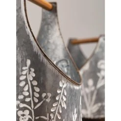 SULLIVANS Whitewashed Metal Flower Trug With Handles (Set of 2) -Vigoro sales Store whitewashed sullivans plant pots met1699 1f 1000