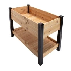 Vigoro 2 ft. x 4 ft. Elevated Cedar Garden Bed with Shelf (Vinyl Legs) 12 Vigoro 2 ft. x 4 ft. Elevated Cedar Garden Bed with Shelf (Vinyl Legs) -Vigoro sales Store wood vigoro raised planter boxes 445190 1f 1000