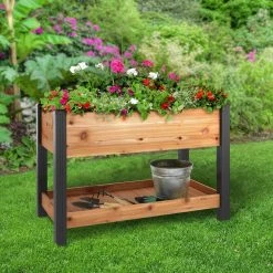 Vigoro 2 ft. x 4 ft. Elevated Cedar Garden Bed with Shelf (Vinyl Legs) 10 Vigoro 2 ft. x 4 ft. Elevated Cedar Garden Bed with Shelf (Vinyl Legs) -Vigoro sales Store wood vigoro raised planter boxes 445190 c3 1000
